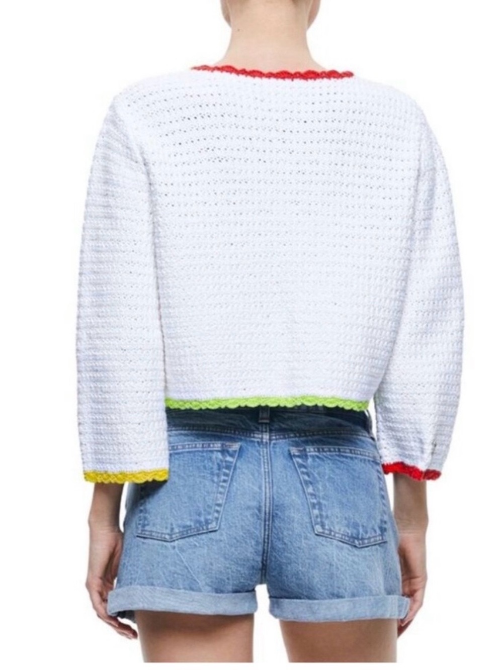 Alice and Olivia ANDERSON TIE FT Cardigan - Soft White Multi - Picture 2 of 6